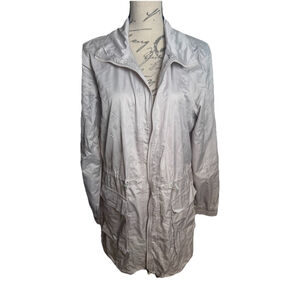 Apana Windbreaker Jacket Size Large Beige Long Sleeve Hooded.